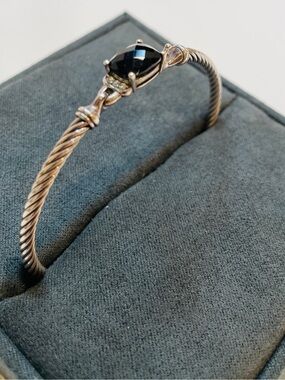 David Yurman Diamond & Onyx Petite Wheaton Bracelet